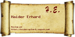 Haider Erhard névjegykártya